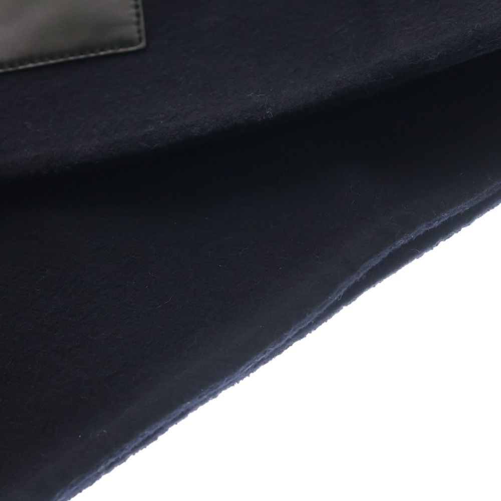 Hermes Out of Pocket Leather Patch Cashmere Scarf Shawl Navy