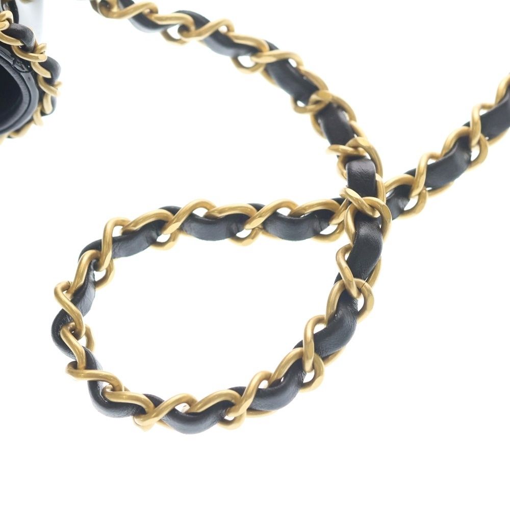 Chanel Quilted Patent Heart Chain Shoulder Bag Black Enamel Gold