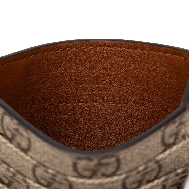 Gucci GG Emblem Card Case Beige Brown Leather