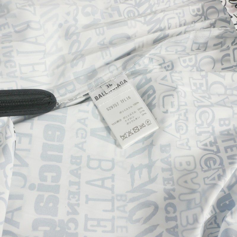 Balenciaga Asymmetric Pleated Skirt All Over Pattern 36 White Black