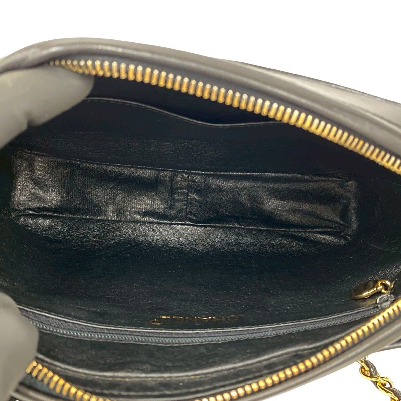 Chanel CC Logo Fringe Tassel Lambskin Chain Shoulder Bag Black