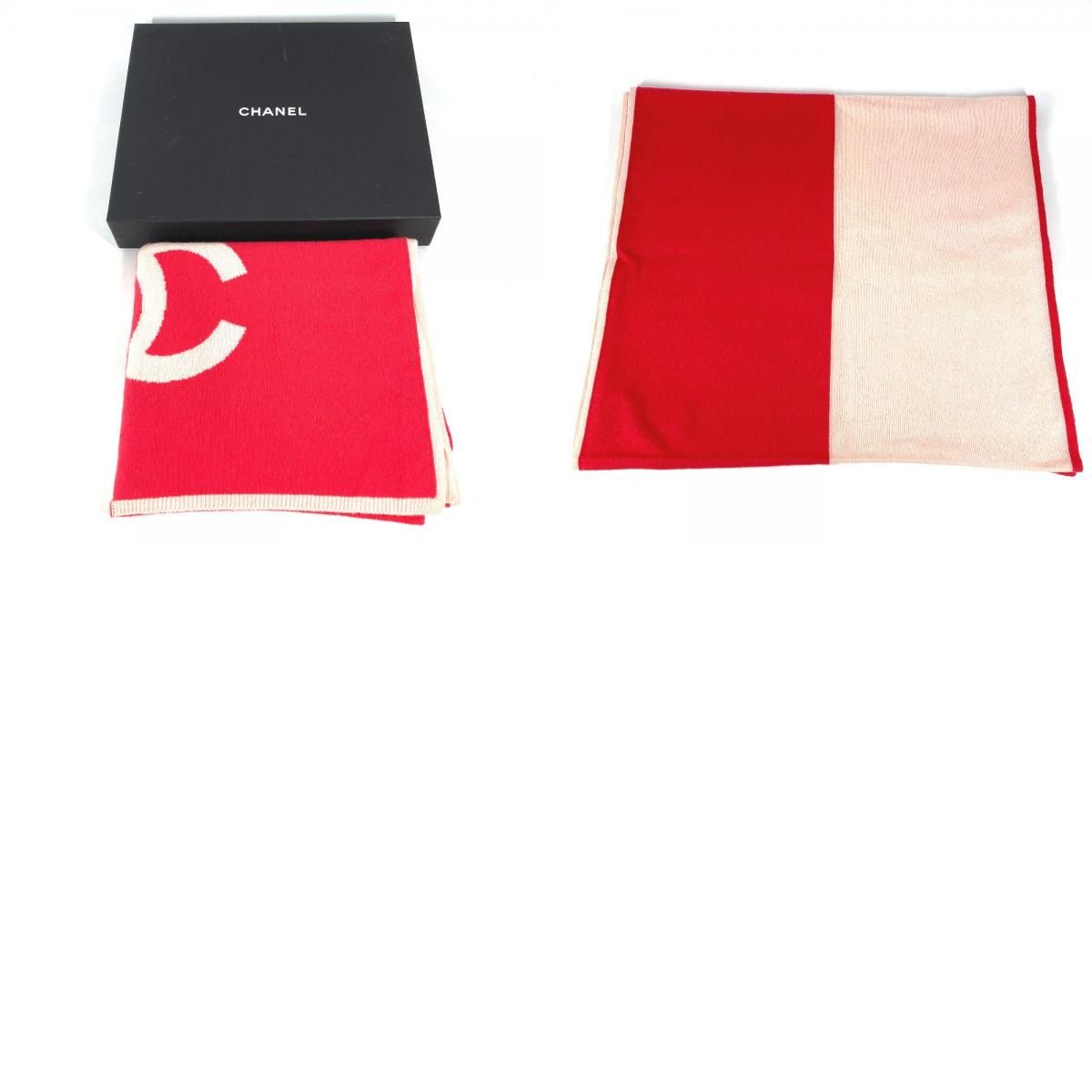 Chanel Scarf CC Logo Bicolor Cashmere Pink