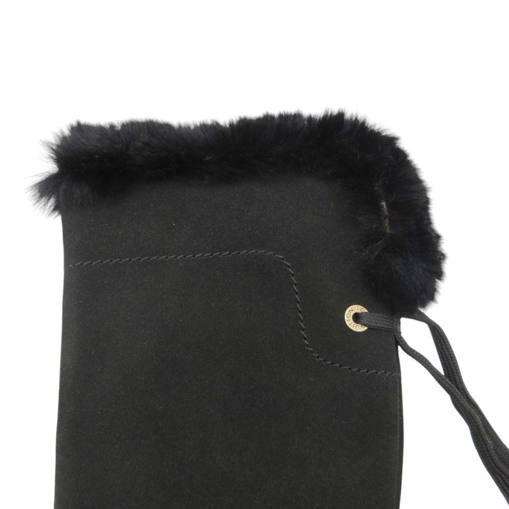 Louis Vuitton Boots Long Wedge Sole Fur Decoration Side Zip Shoes 36 Black