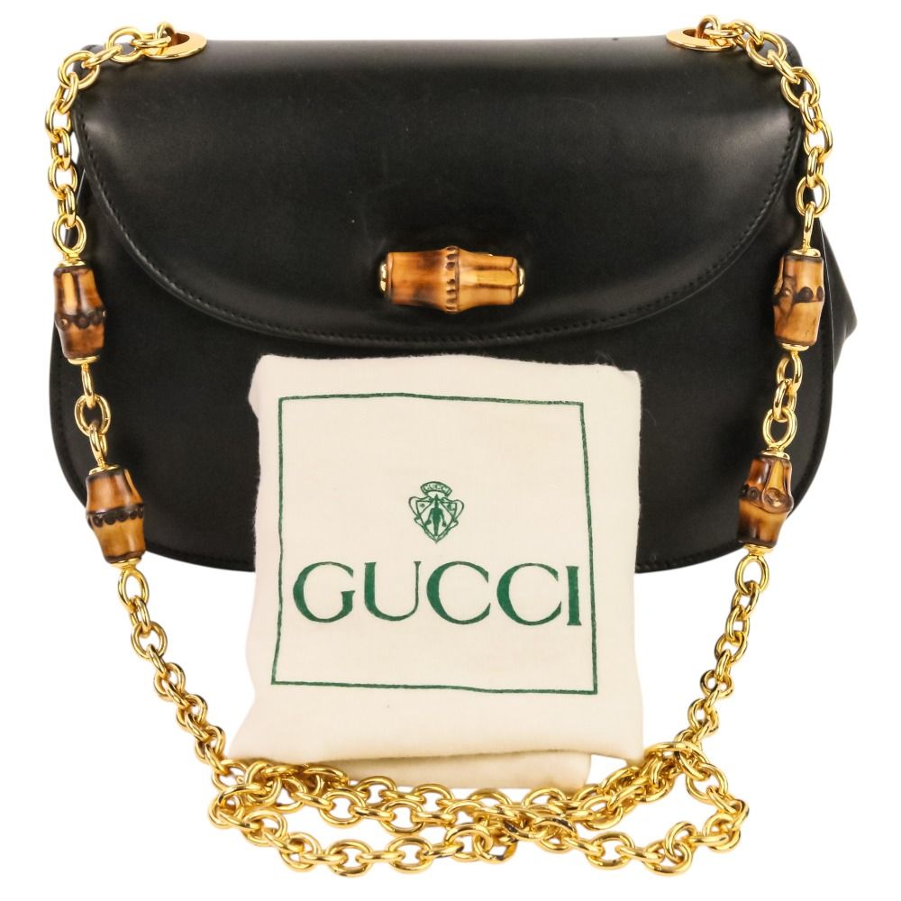 Gucci Bamboo Turnlock Chain Shoulder Bag 001 115 Black