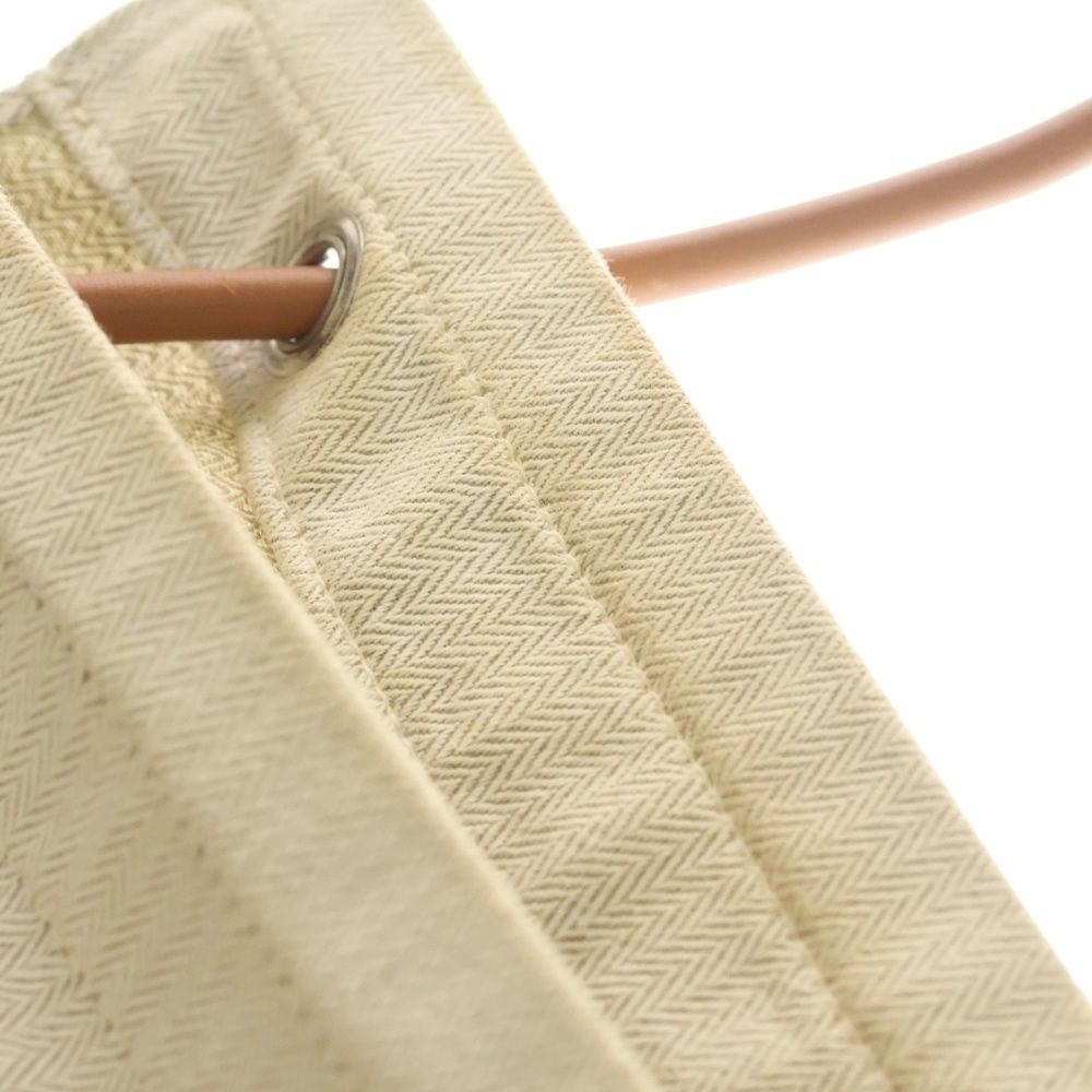 Hermes Sac Aline MM Front Logo Canvas Fabric Leather Shoulder Bag Beige