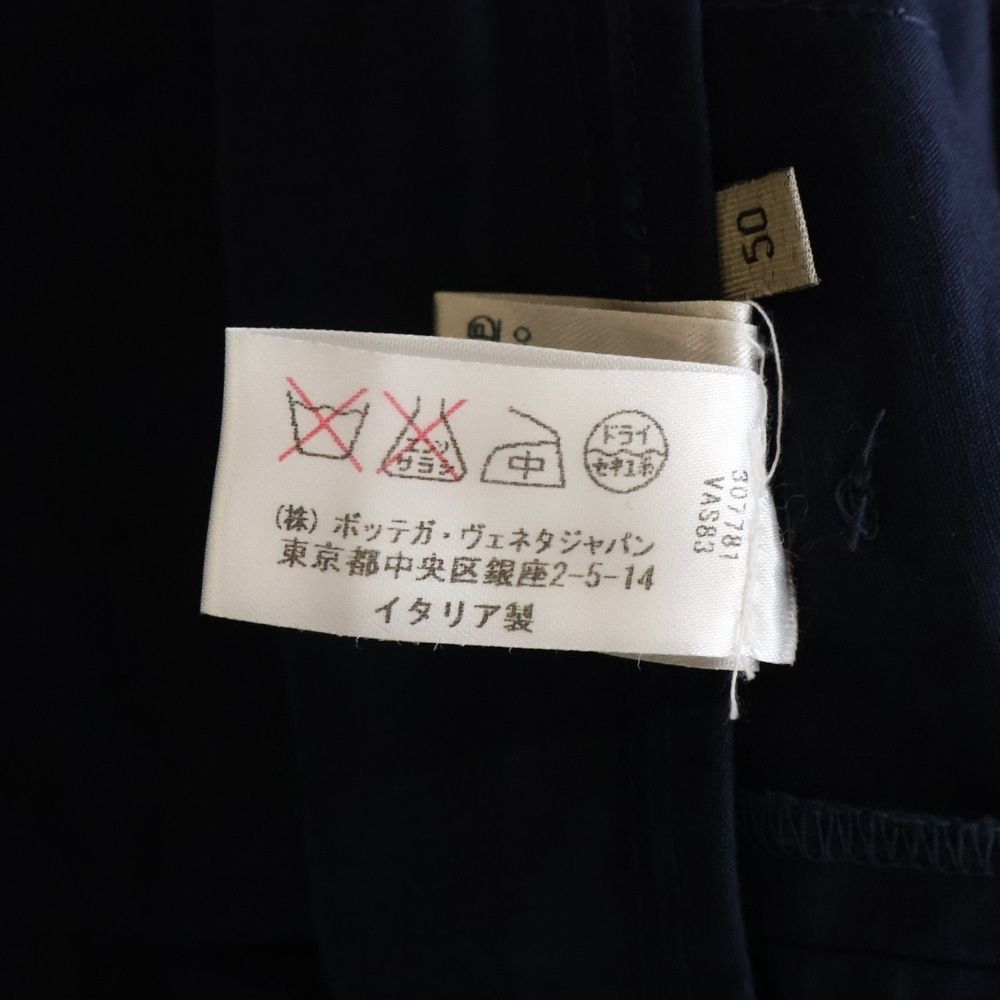 Bottega Veneta Linen Blend Button Fly Straight Trousers Pants Navy