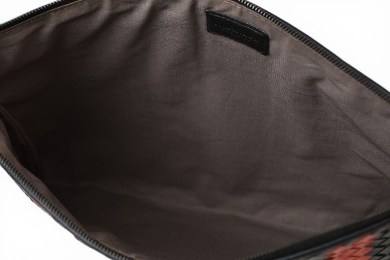 Bottega Veneta Clutch Pouch Intrecciato Nappa Lambskin Black Orange