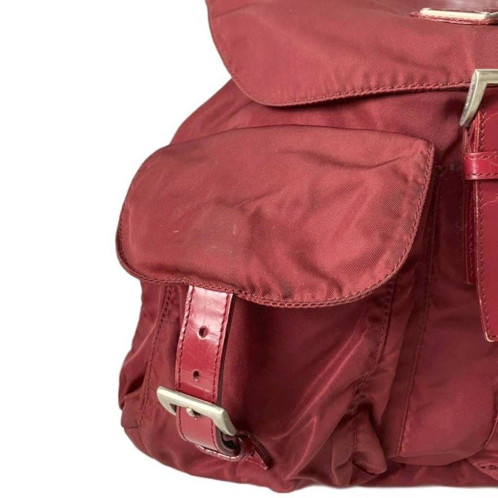 Prada Backpack Sac Nylon Triangle Plate Red