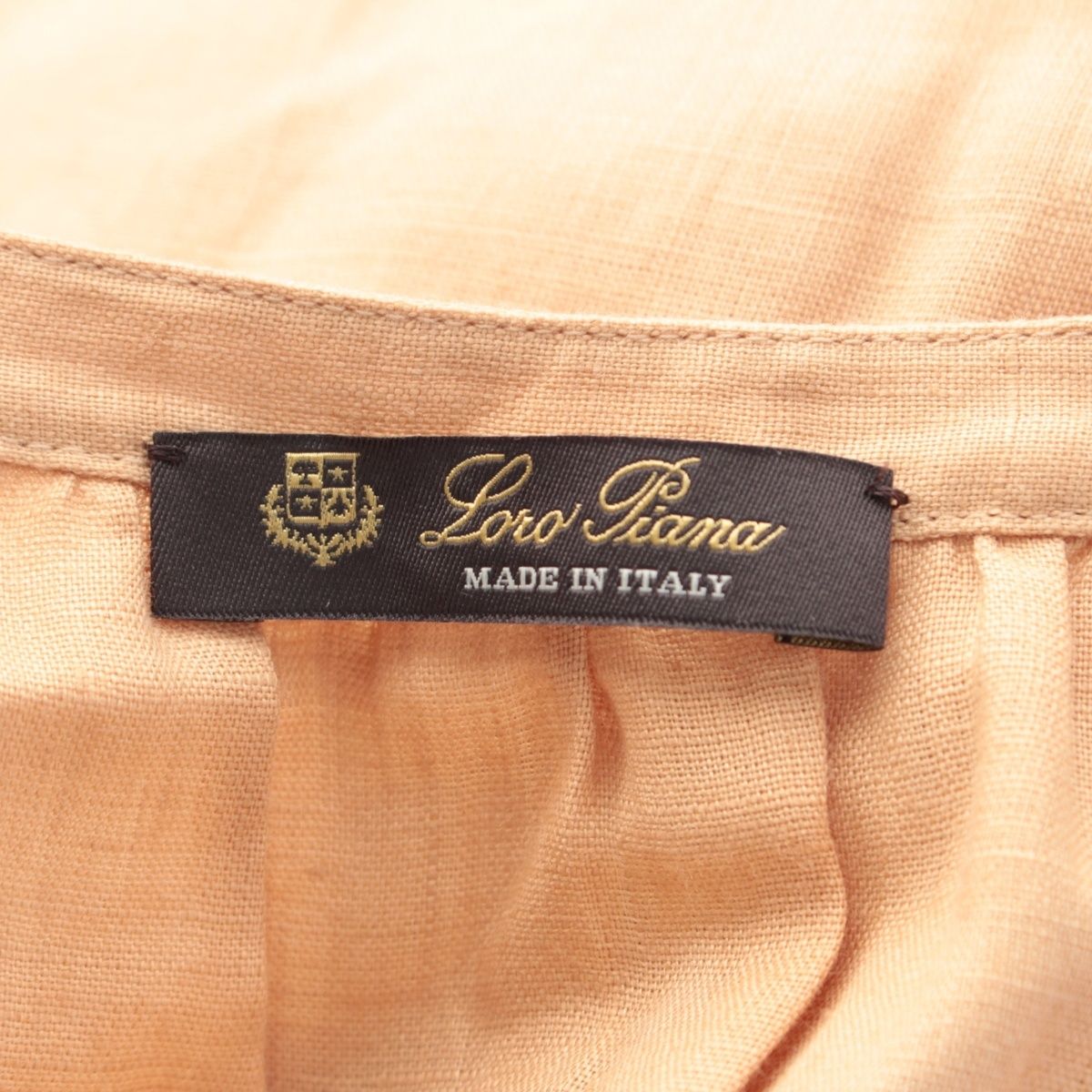 Loro Piana Linen Balloon Sleeve Shirt Blouse Top Brown 42