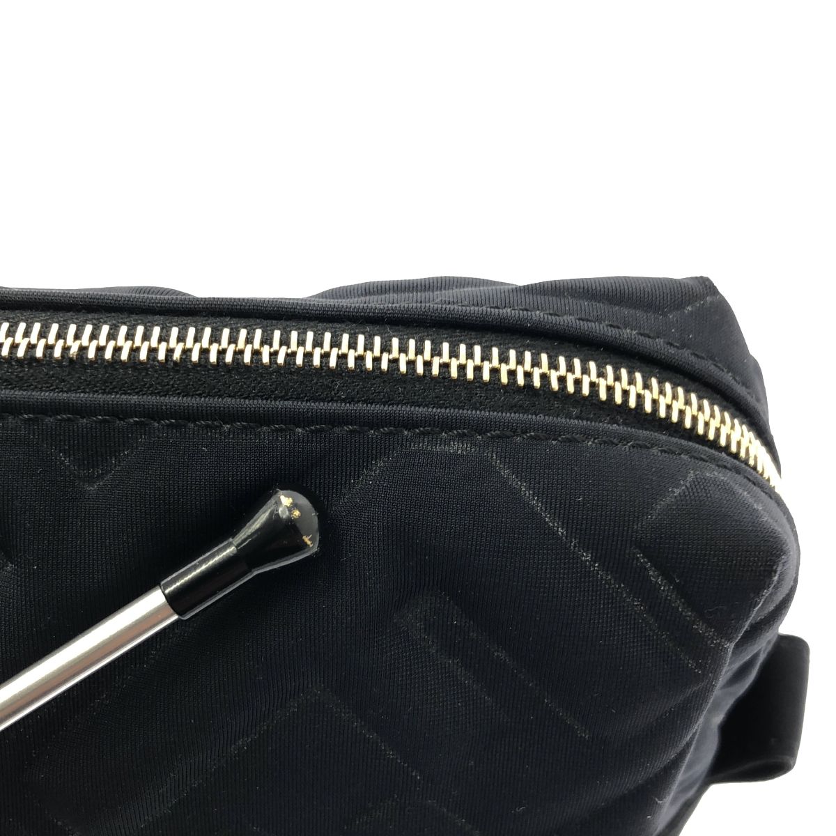 Fendi FF Zucca Embossed Nylon Pouch Black