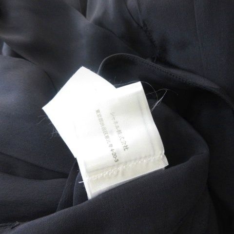 Chanel Skirt Knee Length Silk 100 CC Logo Pleated Black 38