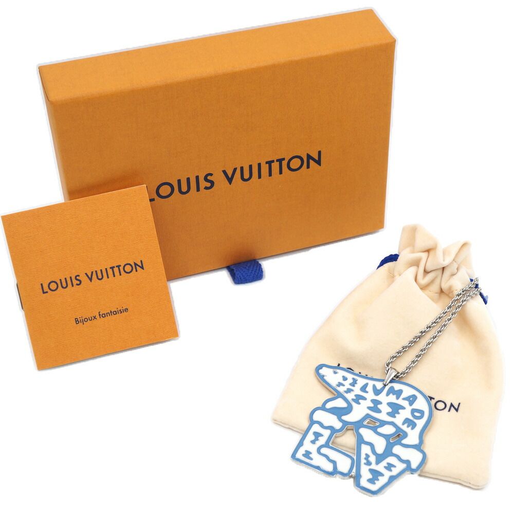 Louis Vuitton Necklace LV Mountain Bear Blue Silver Enamel — view 8