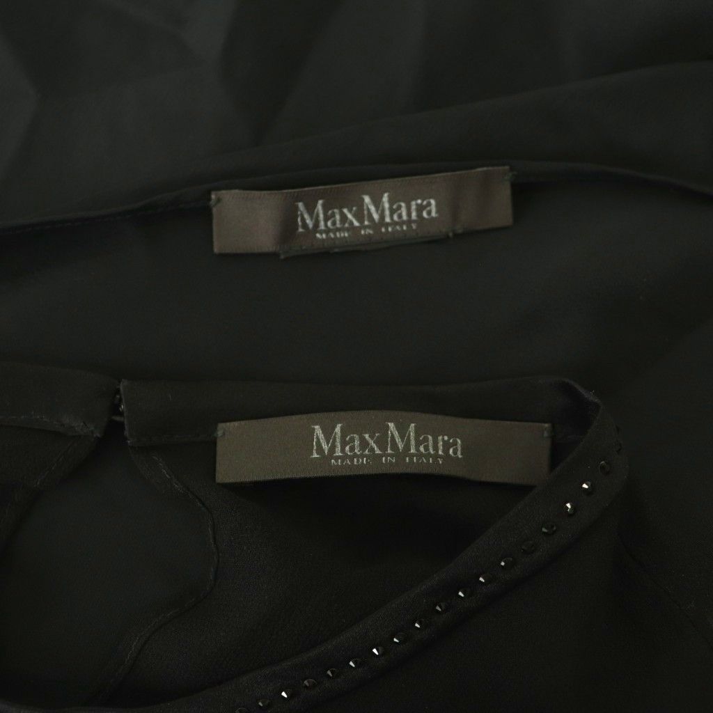 Max Mara Black Tag Top Silk Sheer Line Stone 44 DF