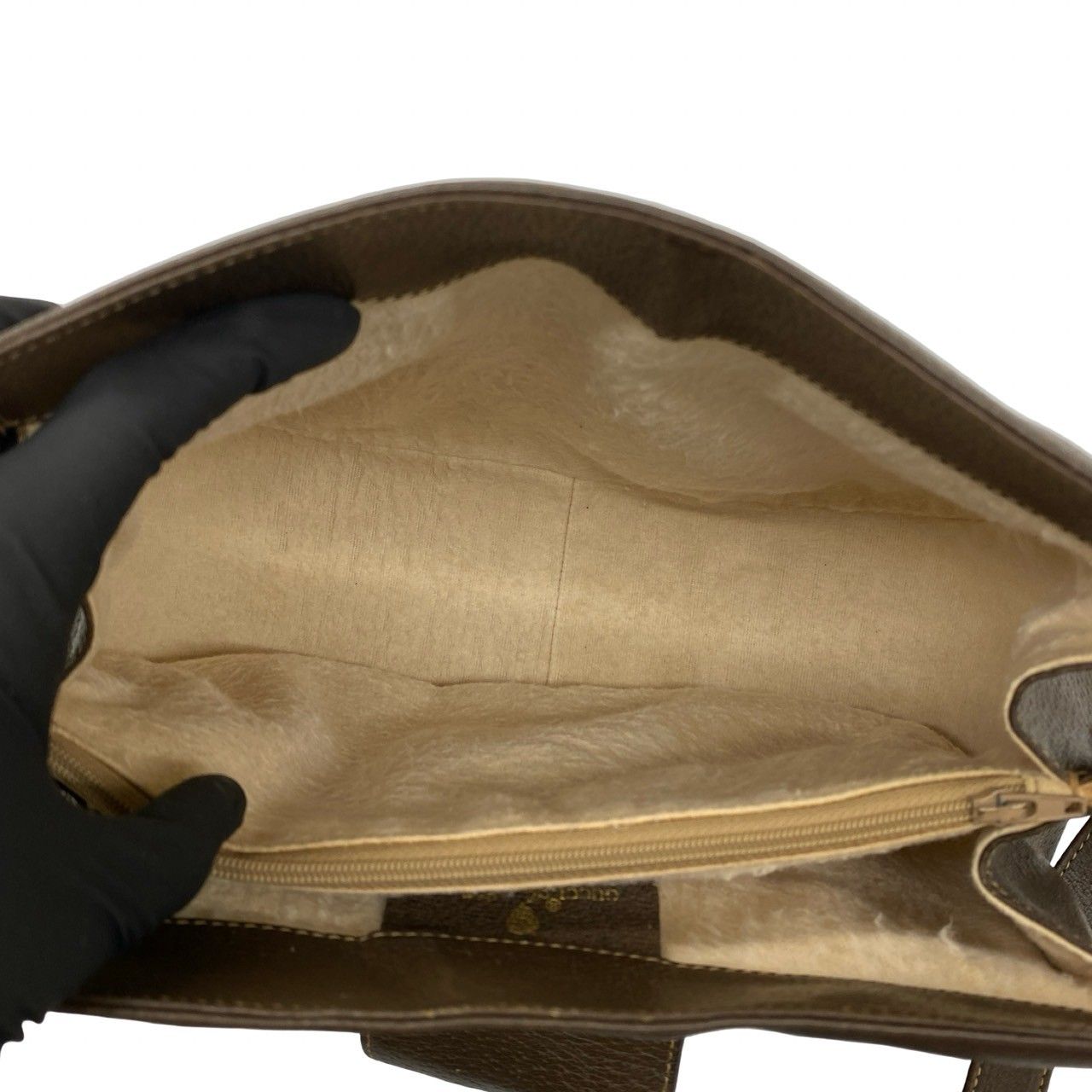 Gucci Vintage Sherry Line GG Logo Leather Shoulder Bag Pochette Brown — view 9