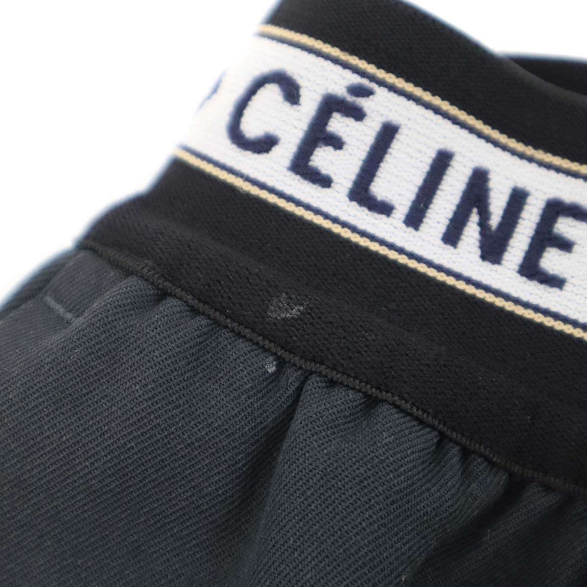 Celine by Phoebe Philo Waist Logo Wide Easy Trousers Pants 2 Charcoal 34