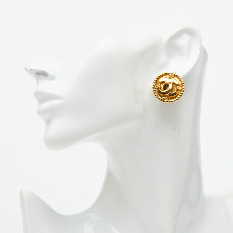 Chanel CC Logo Vintage Earrings Ring Gold Plated