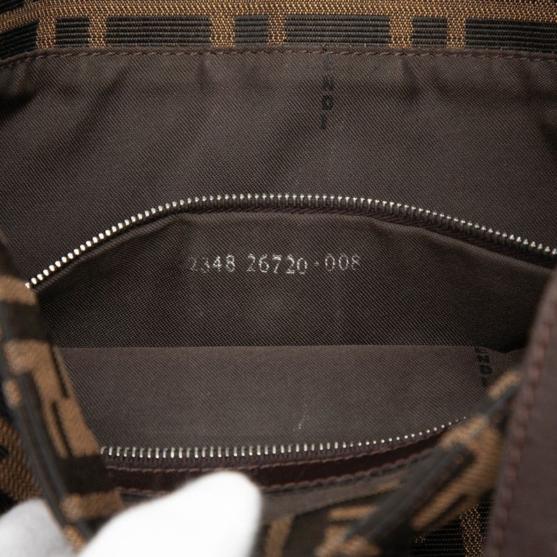 Fendi Zucca Mamma Bucket Shoulder Bag Brown Canvas Leather