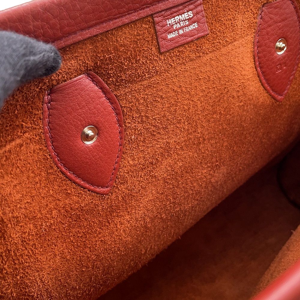 Hermes Tote Cabas 35 Rouge Grena Silver Togo — view 9