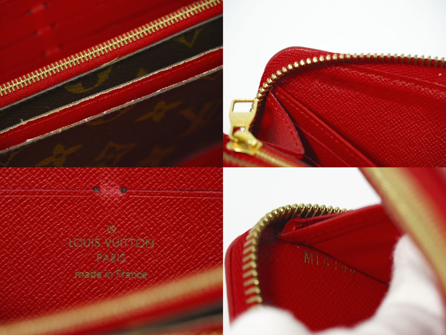 Louis Vuitton LV Zippy Wallet Retiro Monogram Zip Around Brown Red — view 9