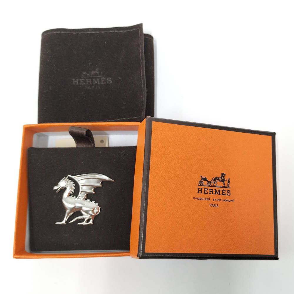 Hermes Pin Brooch Talisman Dragon Silver — view 8