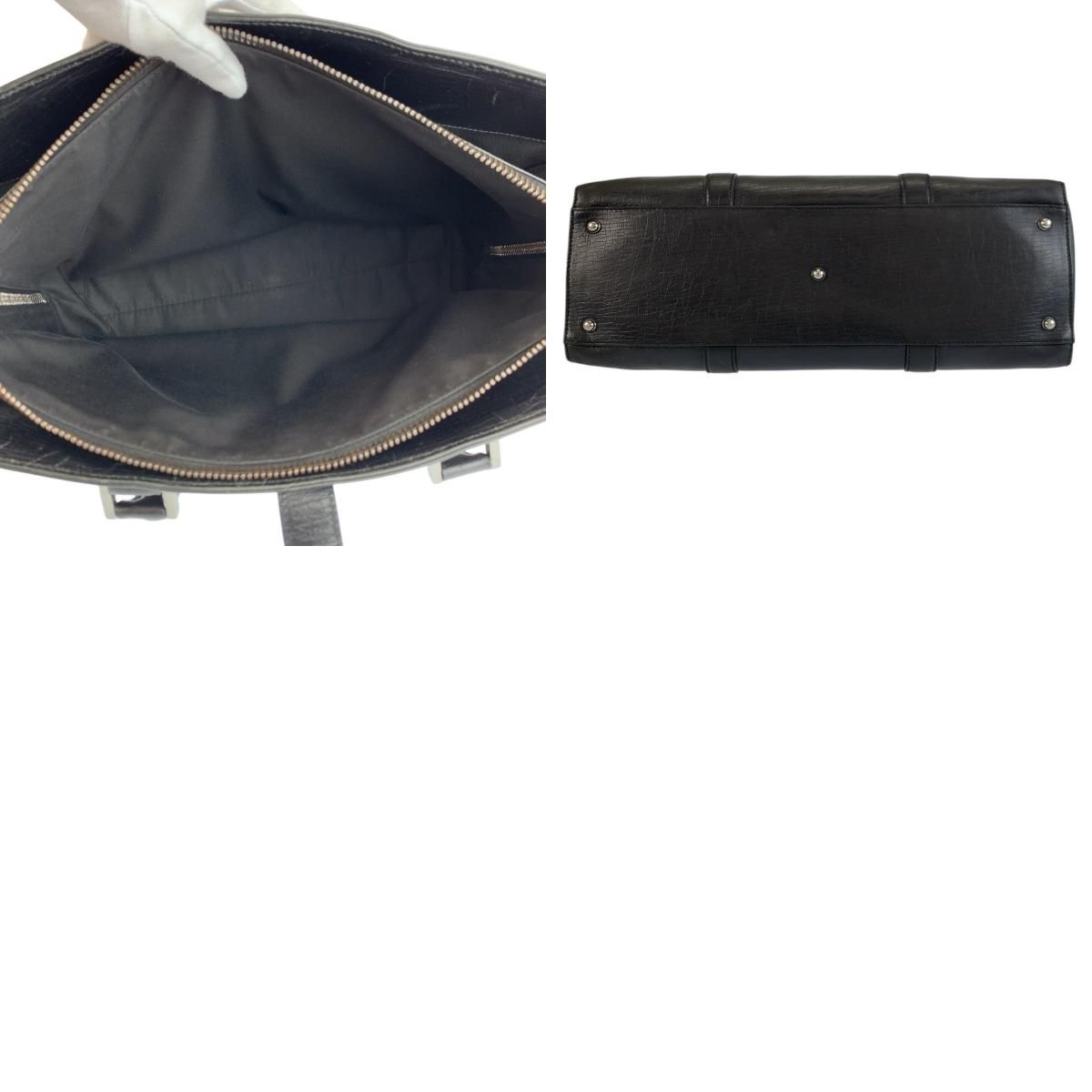 Gucci Black Silver Leather Business Briefcase — view 9