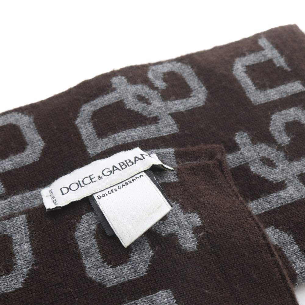 Dolce & Gabbana Scarf Wool Logo Allover Pattern Brown — view 4