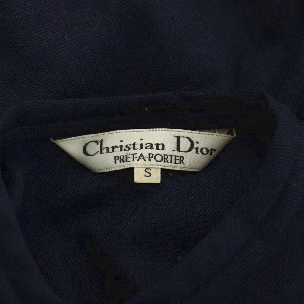 Dior Shirt Blouse S Navy Long Sleeve High Neck GG — view 7