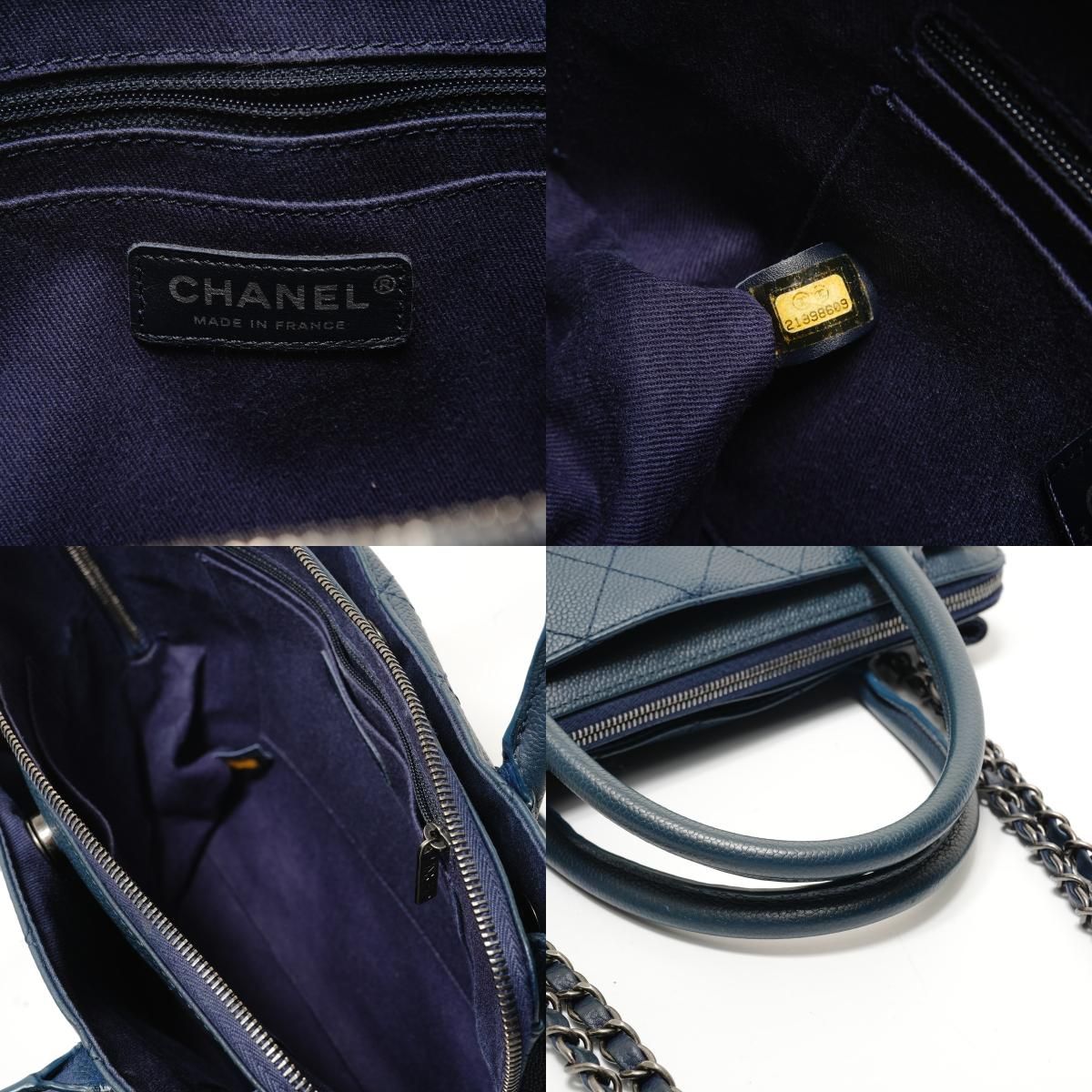 Chanel Shoulder Bag Caviar Leather Gunmetallic 2-Way — view 9