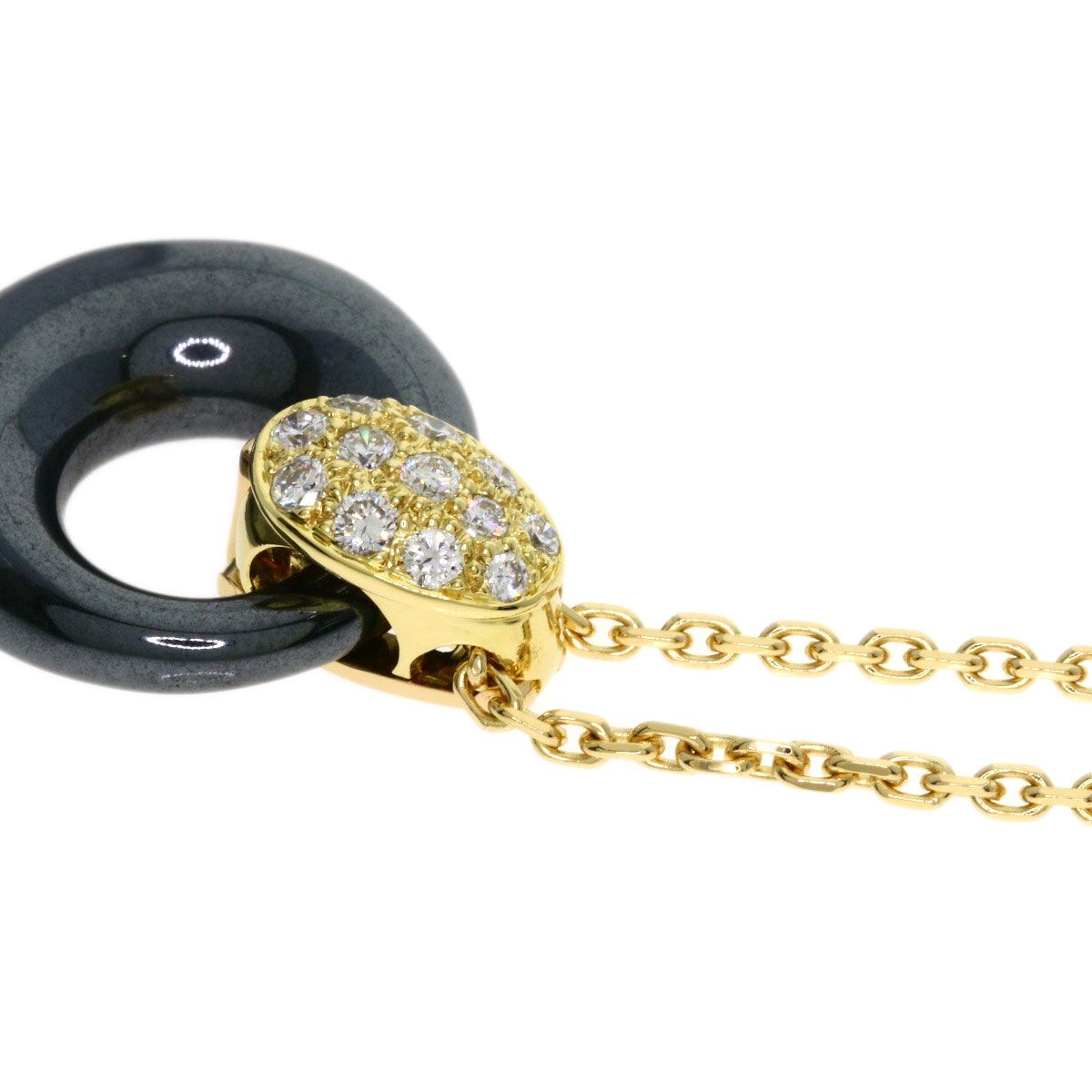 Van Cleef & Arpels Angelic Diamond Hematite Necklace 18k Yellow Gold — view 9
