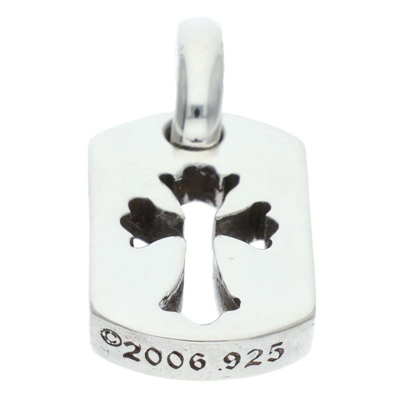 Chrome Hearts DT Tny CO Crs Tiny Cutout Cross Dog Tag Charm Silver Necklace Top — view 5
