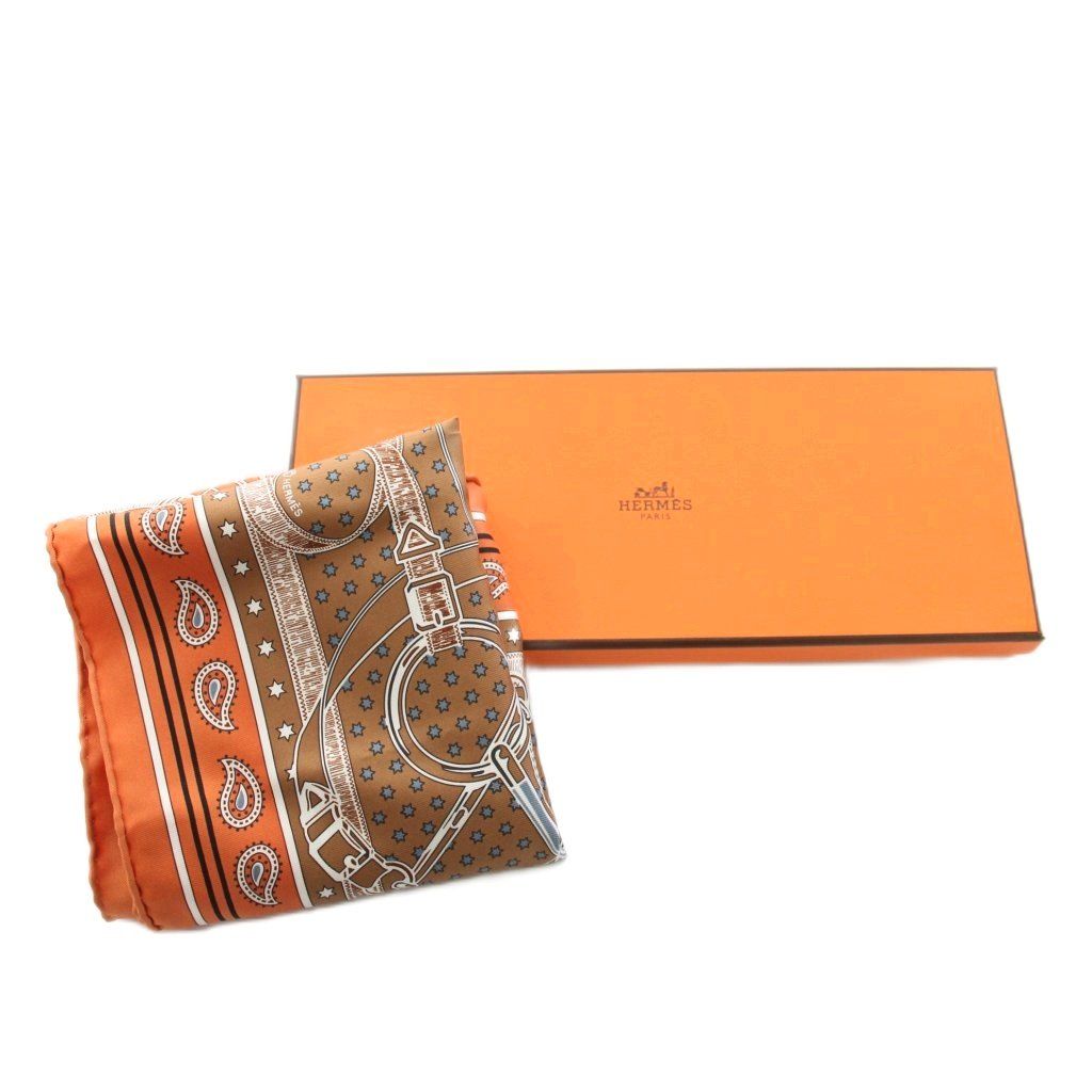 Hermes Carre 55 Apron D'or Yellow Gold Spurs Scarf Bandana Silk All Over — view 6