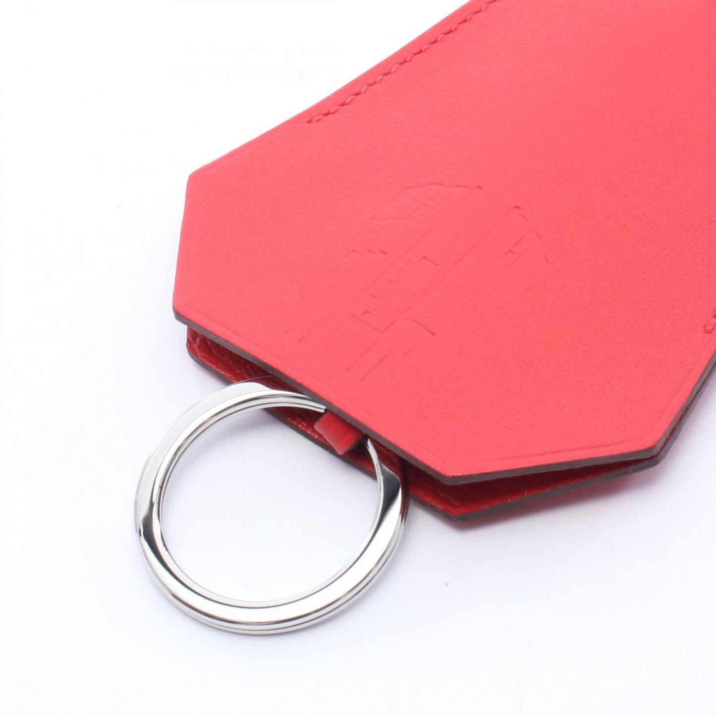 Hermes Charm Clochette Rouge Tomato Leather Keychain — view 4