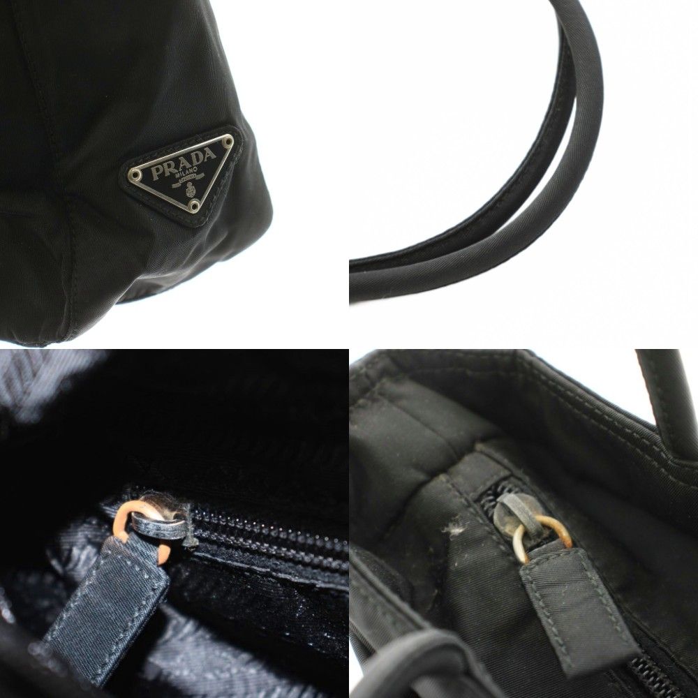 Prada Tote Nylon Triangle Logo Black KU — view 9