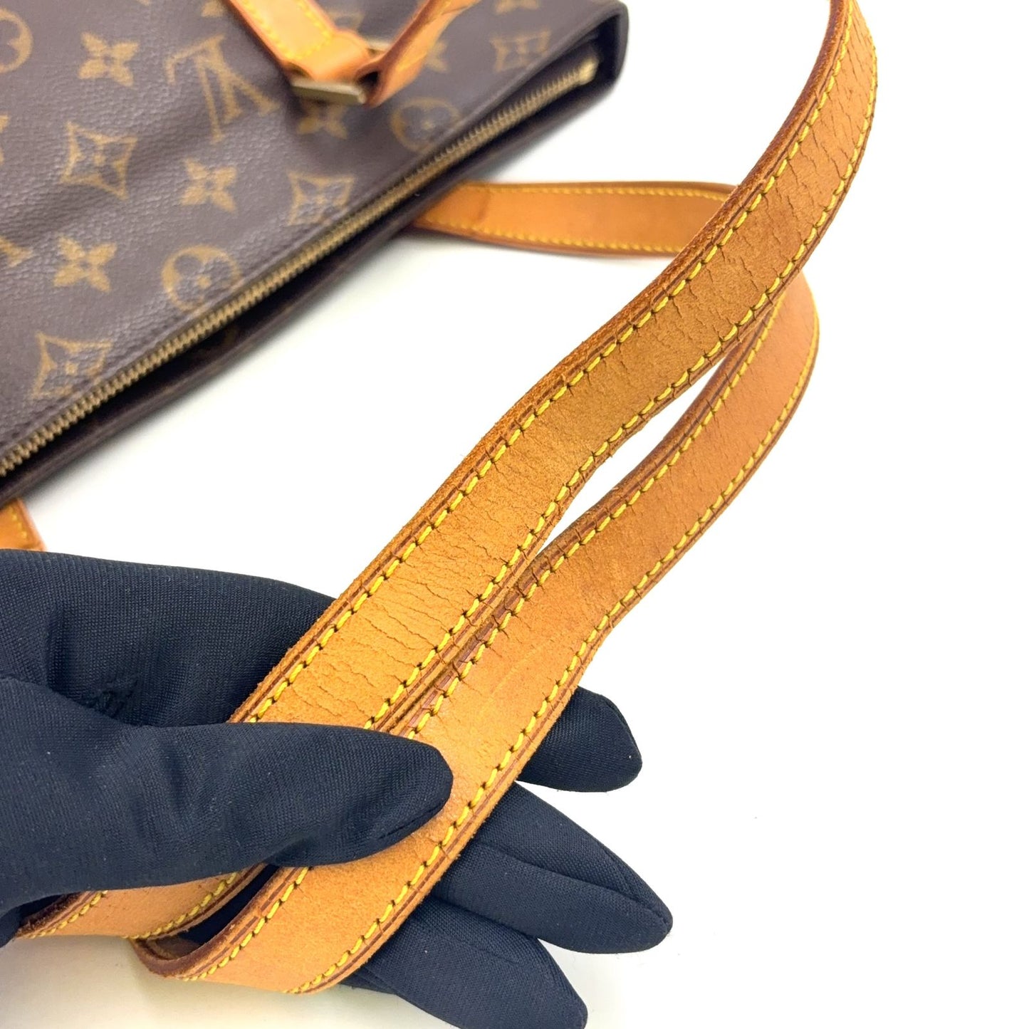 Louis Vuitton Cabas Piano Monogram Leather Brown Tote Gold — view 9