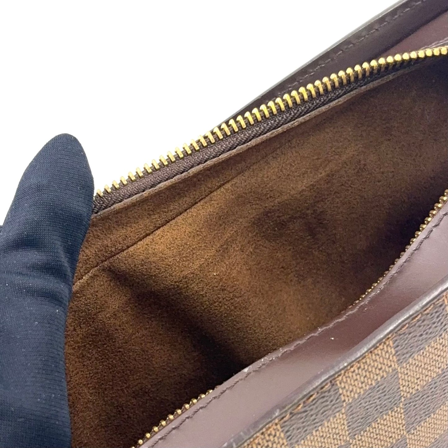 Louis Vuitton Damier Saint Ebene Second Leather Brown Clutch Gold — view 9