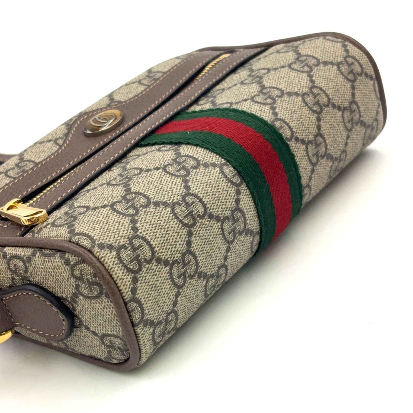 Gucci Ophidia GG Marmont Leather Brown Beige Shoulder Bag Gold — view 9