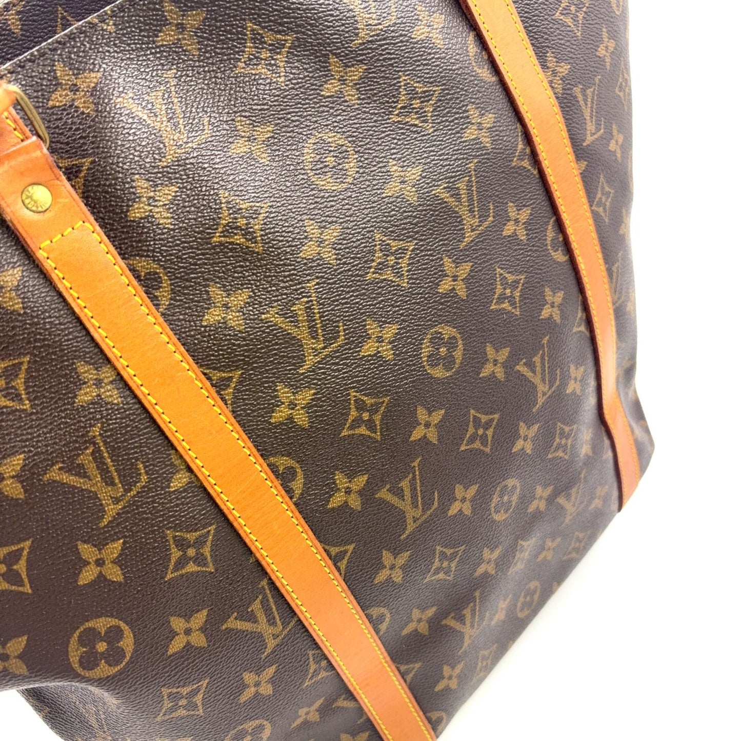 Louis Vuitton Sac Shopping Monogram Leather Brown Light Tote Gold — view 9