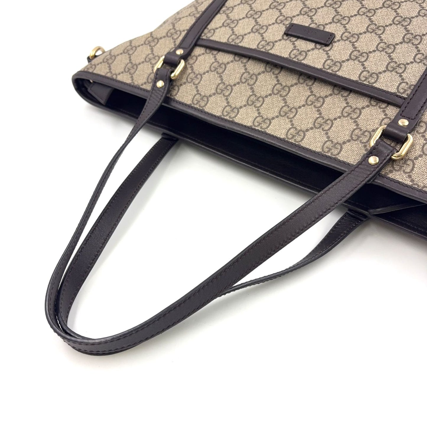 Gucci GG Supreme Leather Brown Beige Tote Gold — view 9