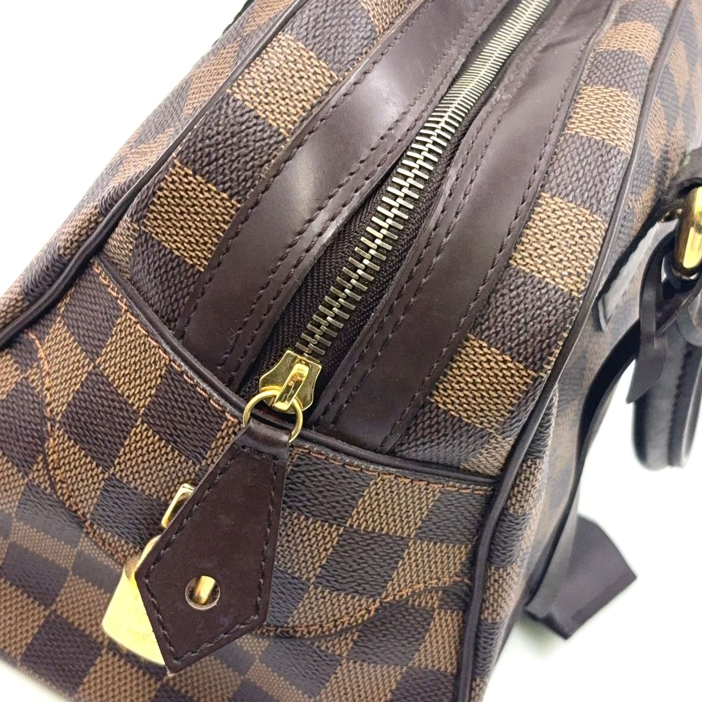 Louis Vuitton Duomo Damier Ebene Leather Brown Handbag Gold — view 9