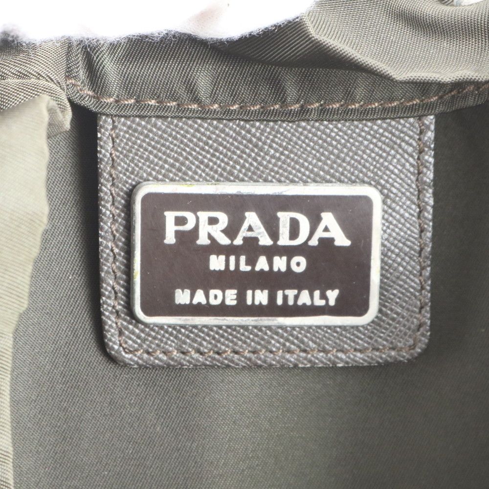 Prada Tessuto Nylon Triangle Logo Khaki Backpack Shoulder Bag — view 9