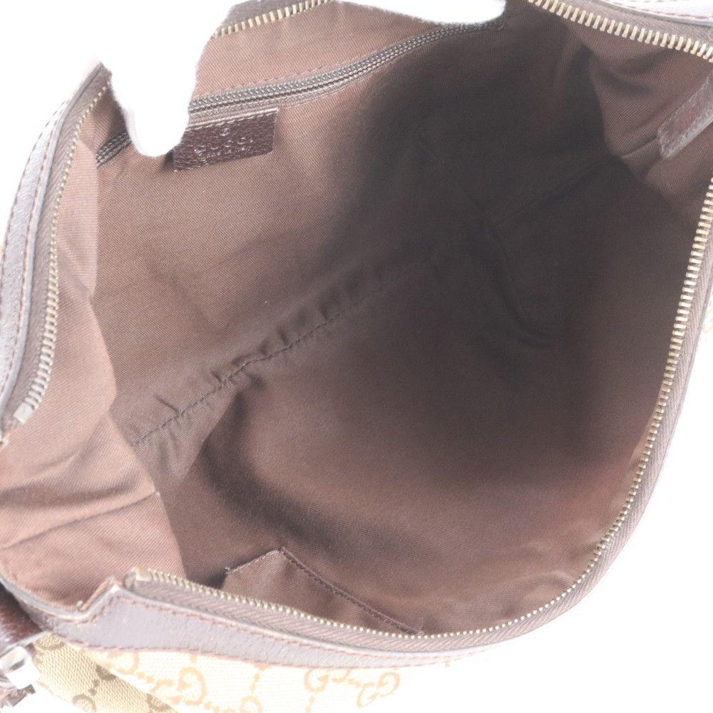 Gucci GG Canvas Leather Shoulder Bag Crossbody Hand Tote Brown — view 9