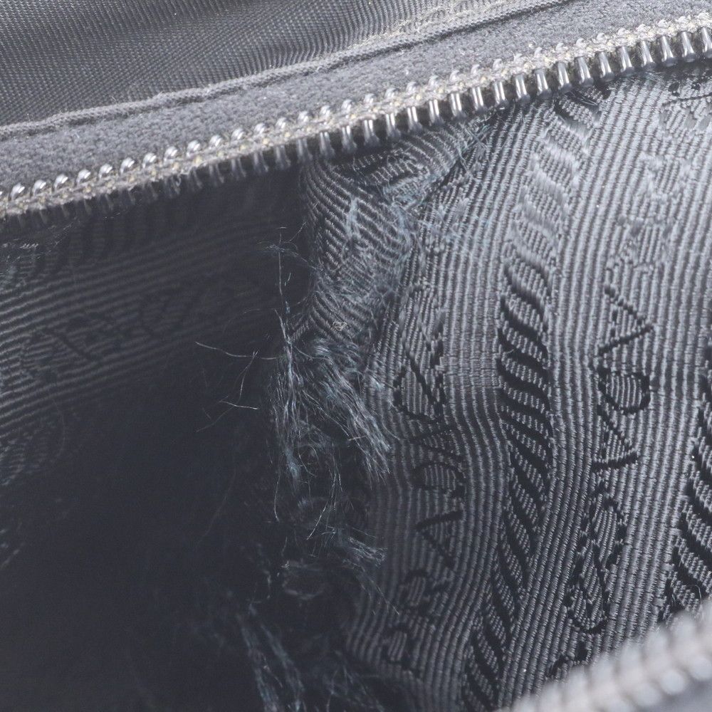 Prada Tessuto Nylon Triangle Logo Leather Shoulder Bag Crossbody Messenger — view 9