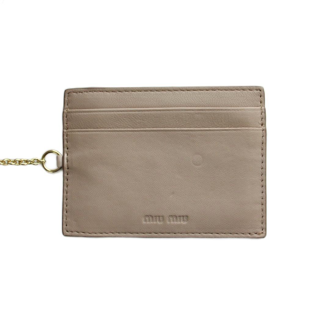 Miu Miu Miu Wallet Matelasse Nappa Logo with Passcase Leather Pink Beige — view 8