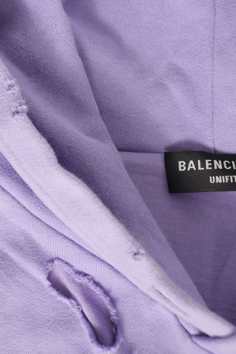 Balenciaga Destroyed Logo Midi Amfleece Hoodie XS — view 3