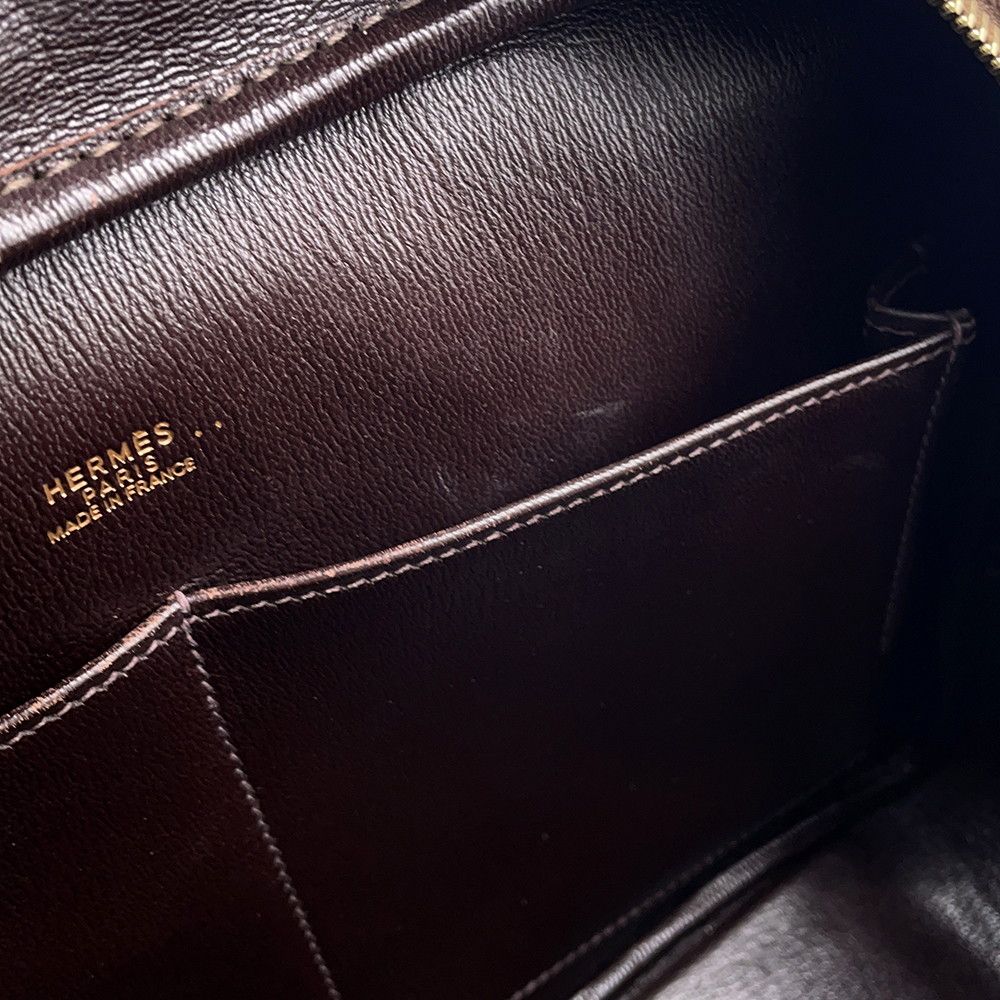 Hermes Handbag Plume 28 Ebene Gold Niloticus Matte Bag — view 9