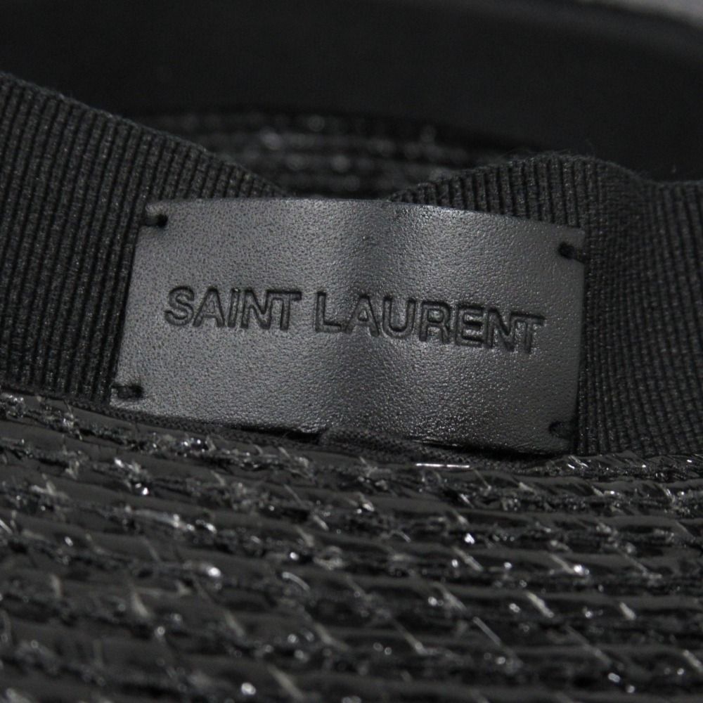 Saint Laurent Straw Like Boater Hat Ribbon L 59 cm Black — view 6