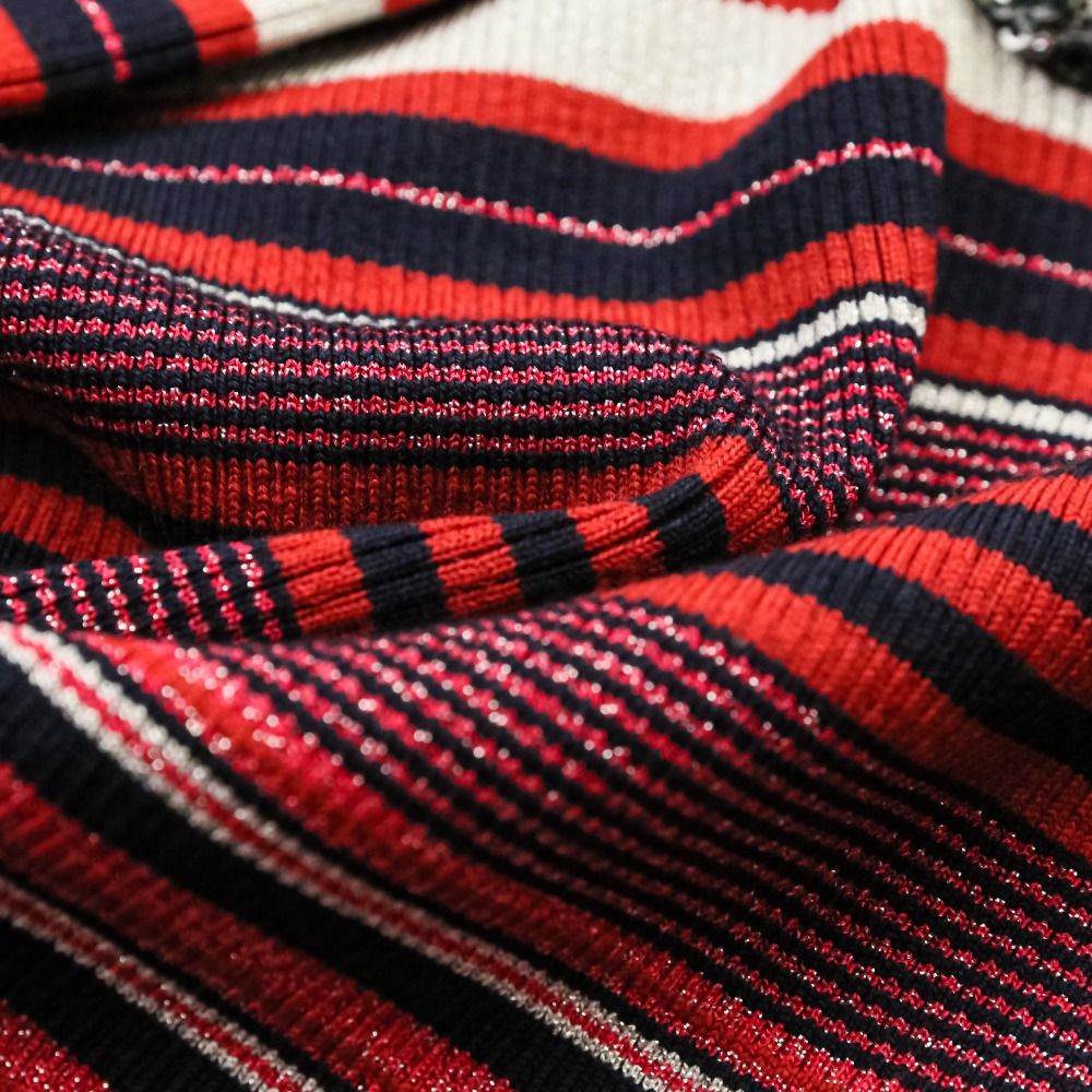 Chanel Sequin CC Logo Turtleneck Border Knit Sweater 36 Red — view 9