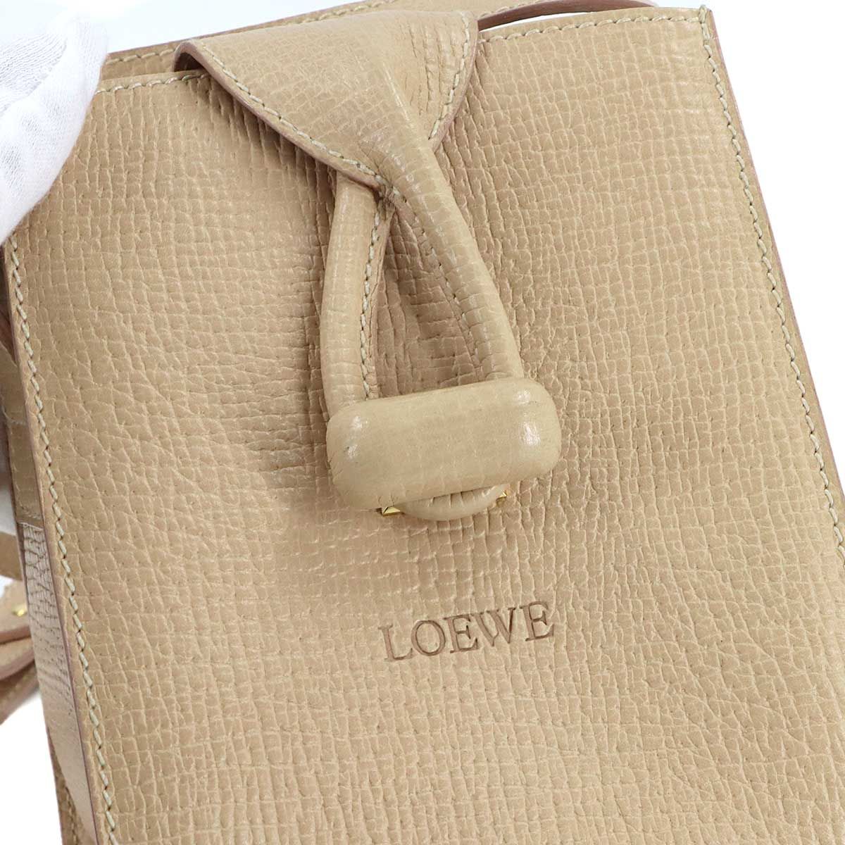 Loewe Shoulder Bag Leather Beige Gold — view 9