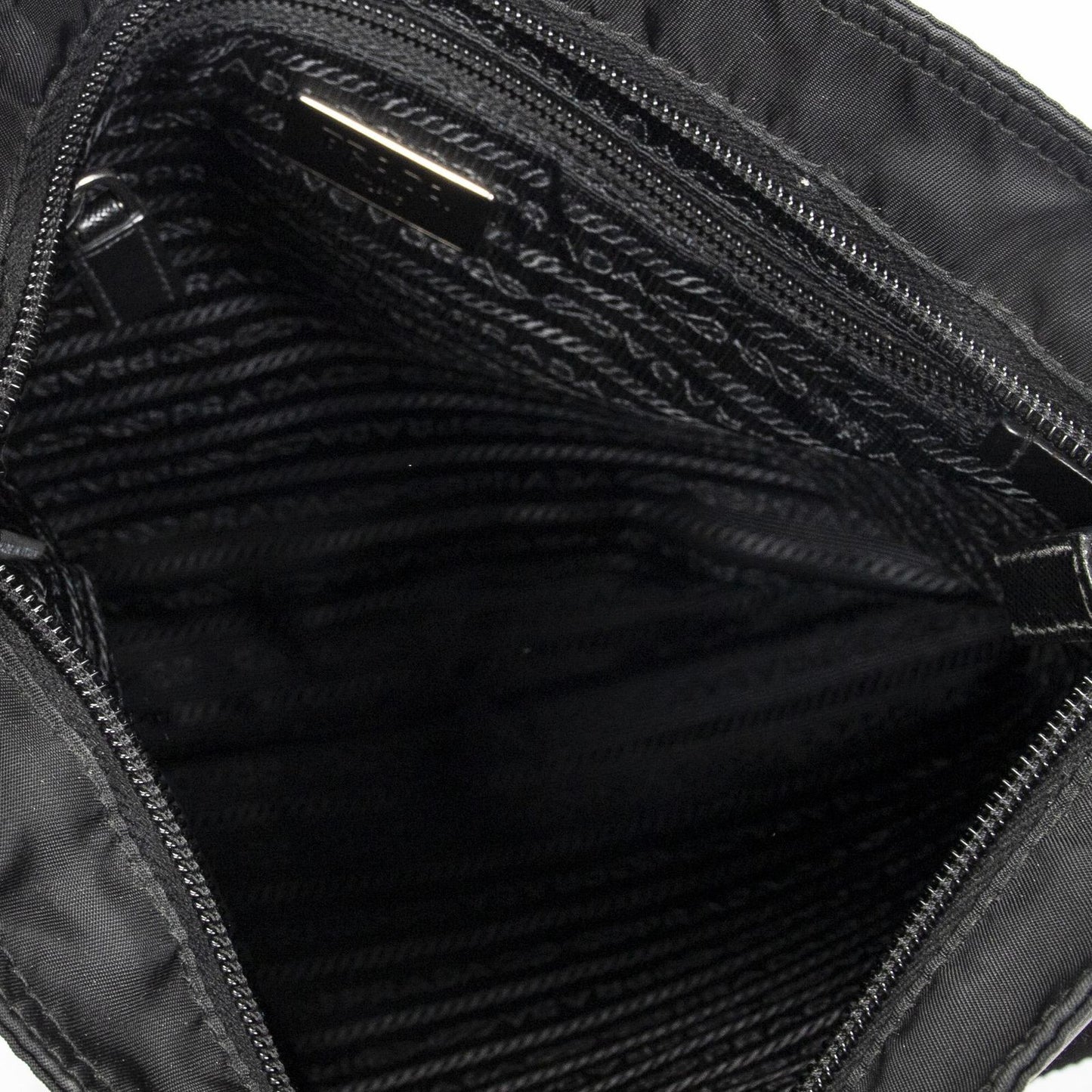 Prada Flat Messenger Crossbody Bag Black Nylon Canvas — view 9