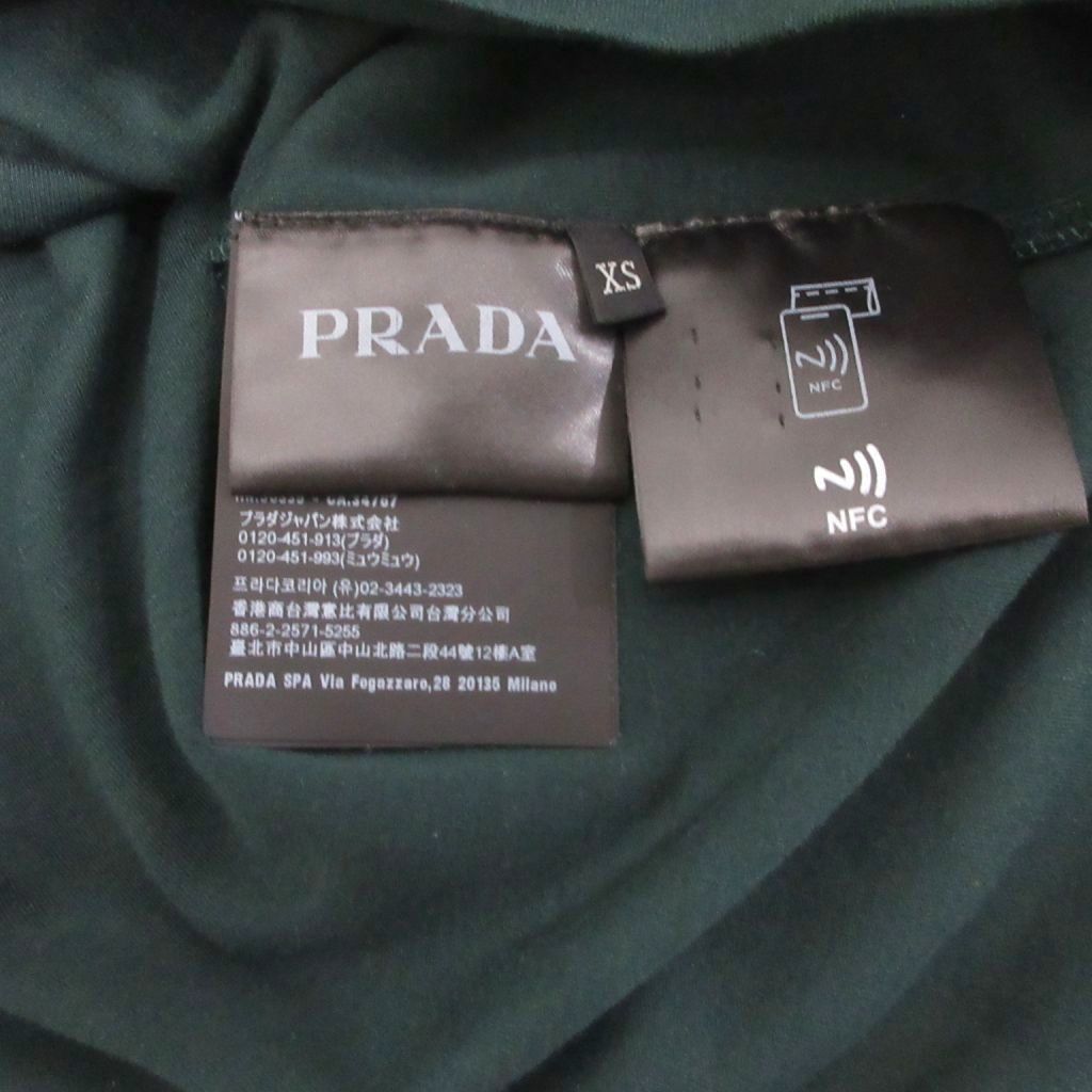 Prada Triangle Logo T-Shirt Short Sleeve Cotton XS Dark Green — view 9
